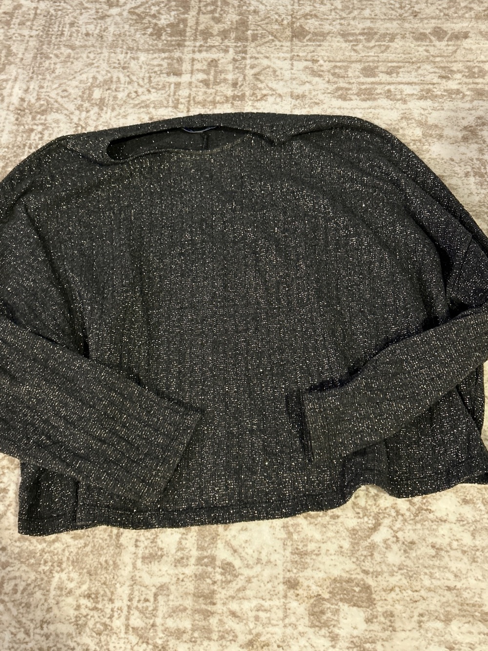 Zara Black Metallic Crewneck Sweater
